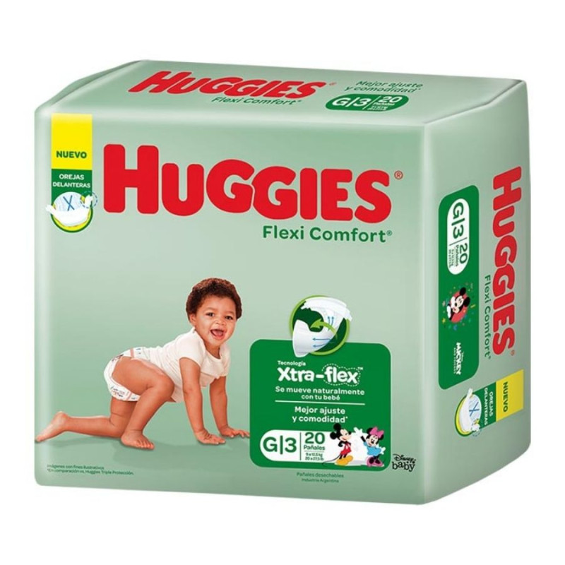PAÑALES HUGGIES FLEXI COMFORT 20 UNID.